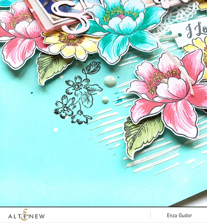 Floral layout by @enzamg for @Altenew using the Garden Treasure stamp set. #scrapbooking #stamping #layout